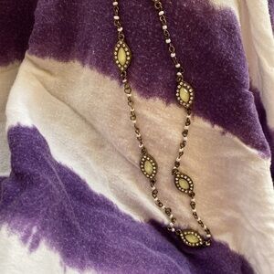 2/$20 SALE! Vintage crystal and stone chain necklace 40” length